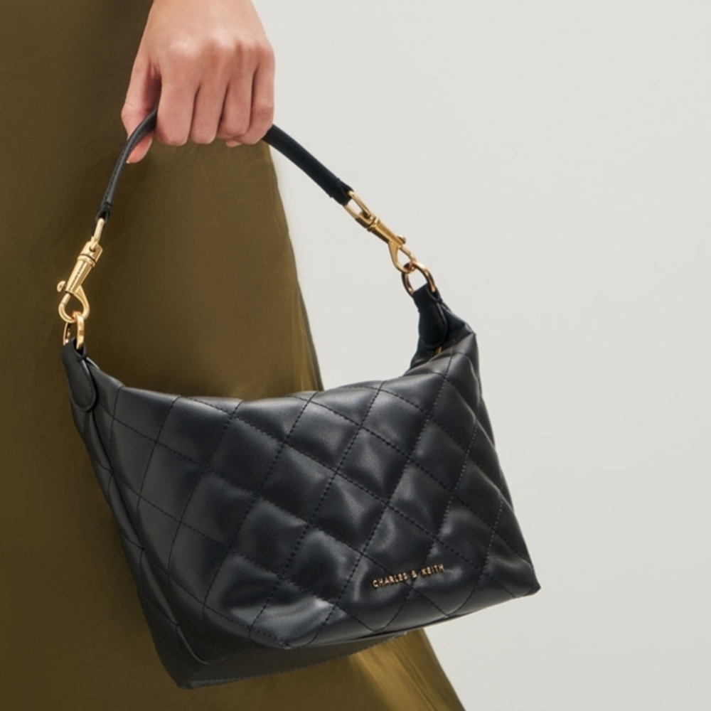 Charles & Keith Black Quilted Shoulder Bag